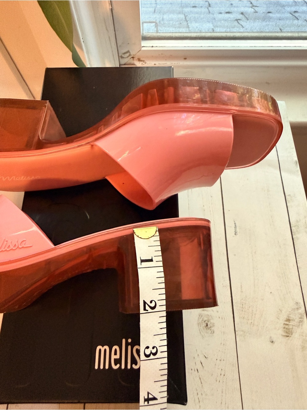 Melissa | Pink Glossy Slide Mules, 2” Block Heel - Picture 8 of 9